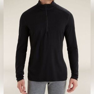 Icebreaker Men's Merino 200 Oasis Half Zip Thermal Long Sleeve Top Black Size M